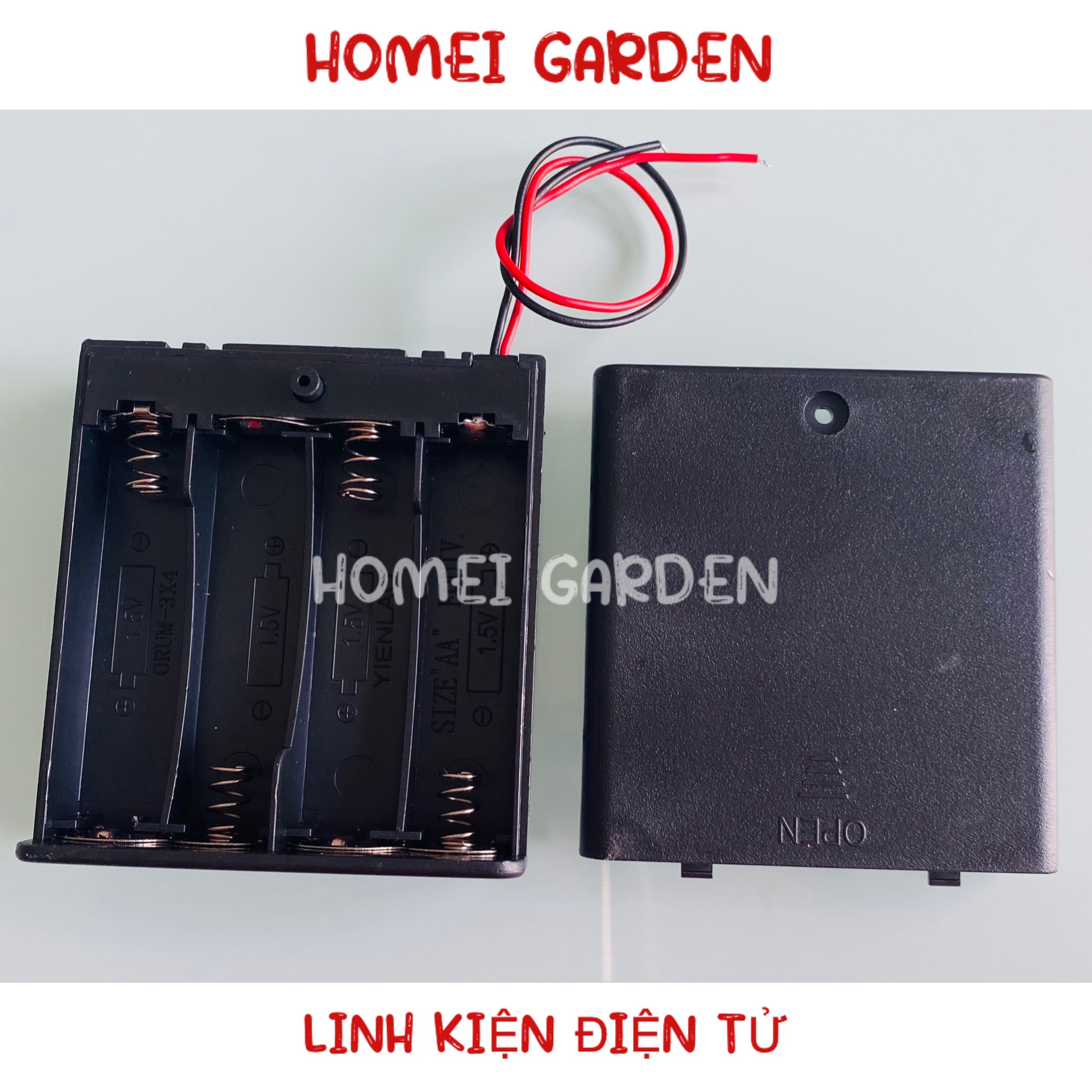 Hộp Đựng Pin Aa 4 Ngăn 6v Có Công Tắc - HM0132
