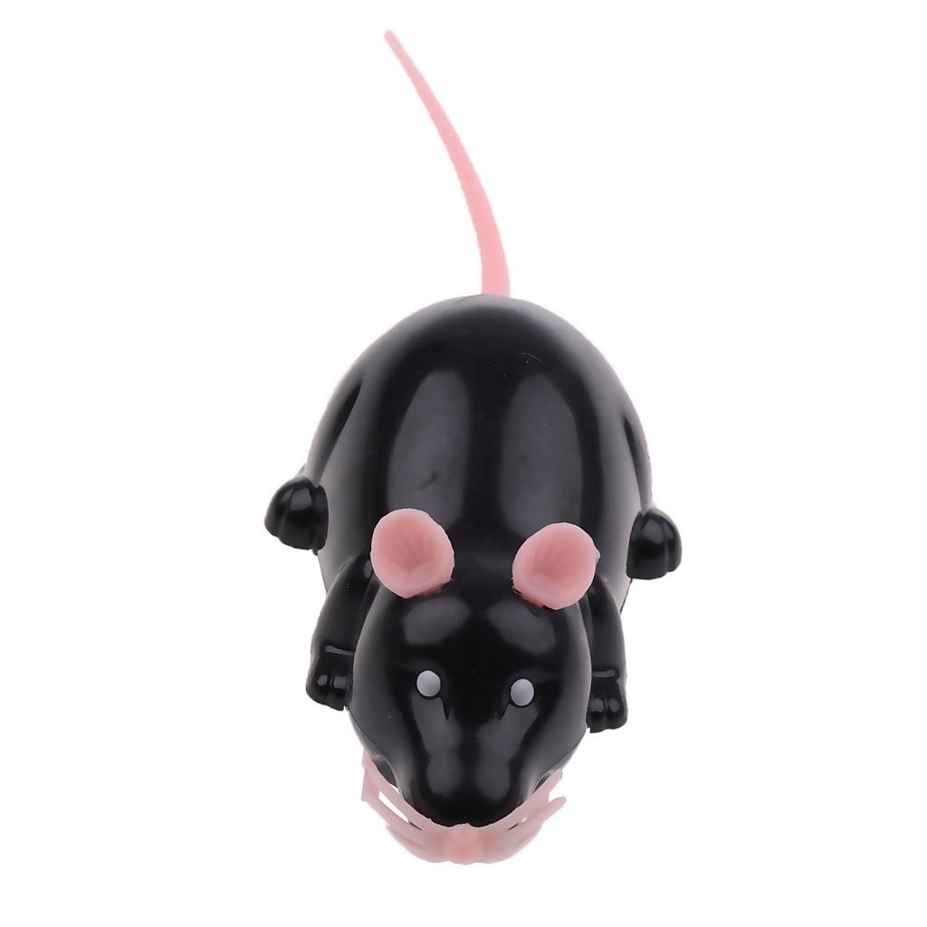 Funny Electric Running Mouse Rat Move Tail Cat Kitten Interactive Toy Black