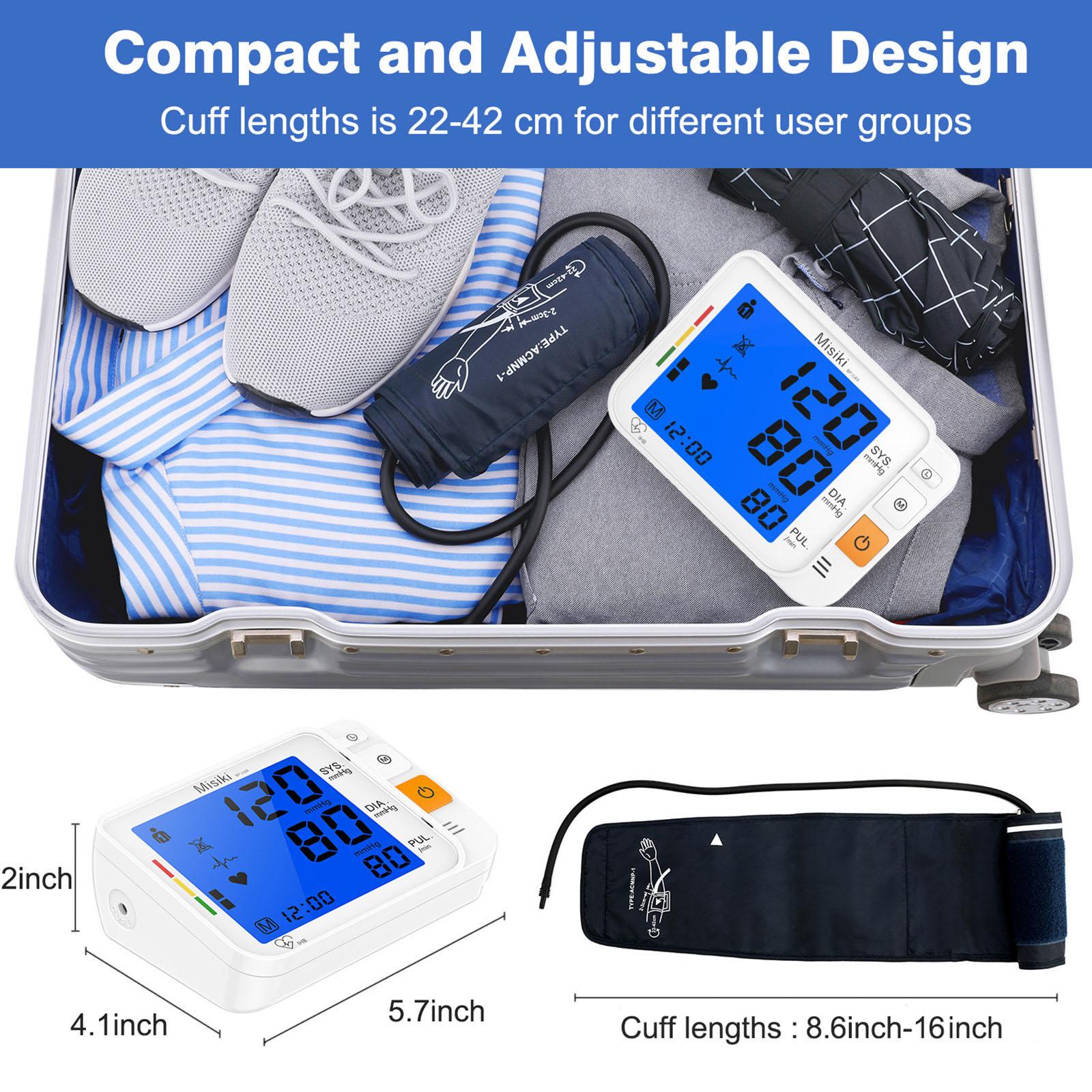 Misiki Digital Blood Pressure Monitor, Large Cuff 0.7-1.3 Feet - Automatic Upper Arm Blood Pressure Cuff Sets Backlight LCD screen