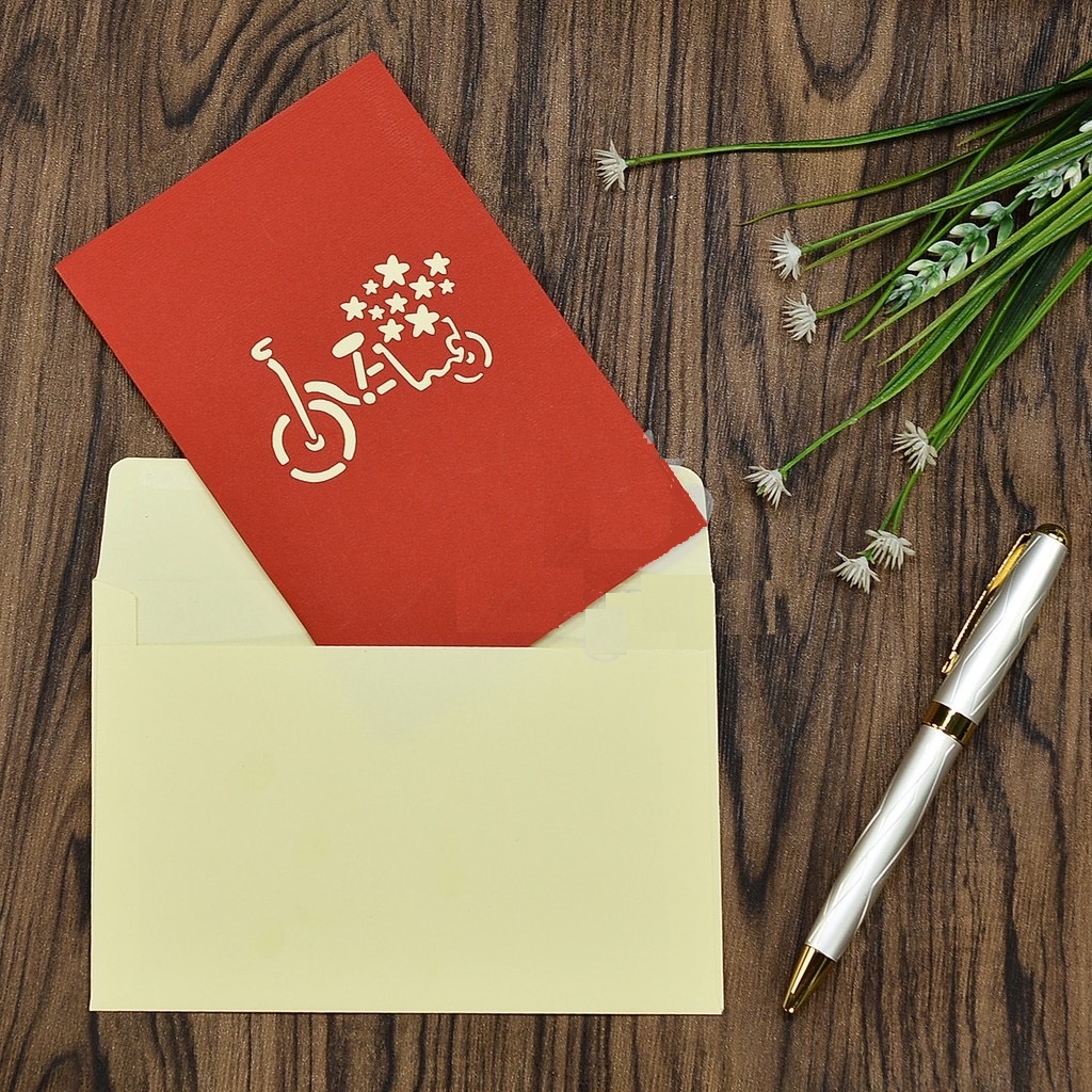 Thiệp 3D Pop Up Xe Đạp Chở Quà Sinh Nhật – Thiệp Chúc Mừng Sinh Nhật Handmade, Độc Đáo, B03