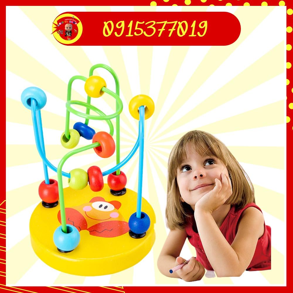 Bộ đồ chơi luồn hạt gỗ tròn rèn luyện kỹ năng khéo léo kiên nhẫn cho bé Kid IQ