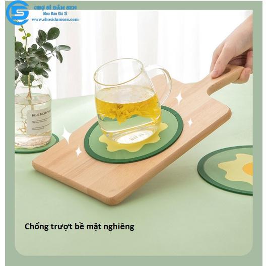 Lót nồi hình Trứng chống trơn trượt, cách nhiệt tốt cute, Tấm lót bàn hoạt hình xinh xắn, lót nồi silicone chịu nhiệt