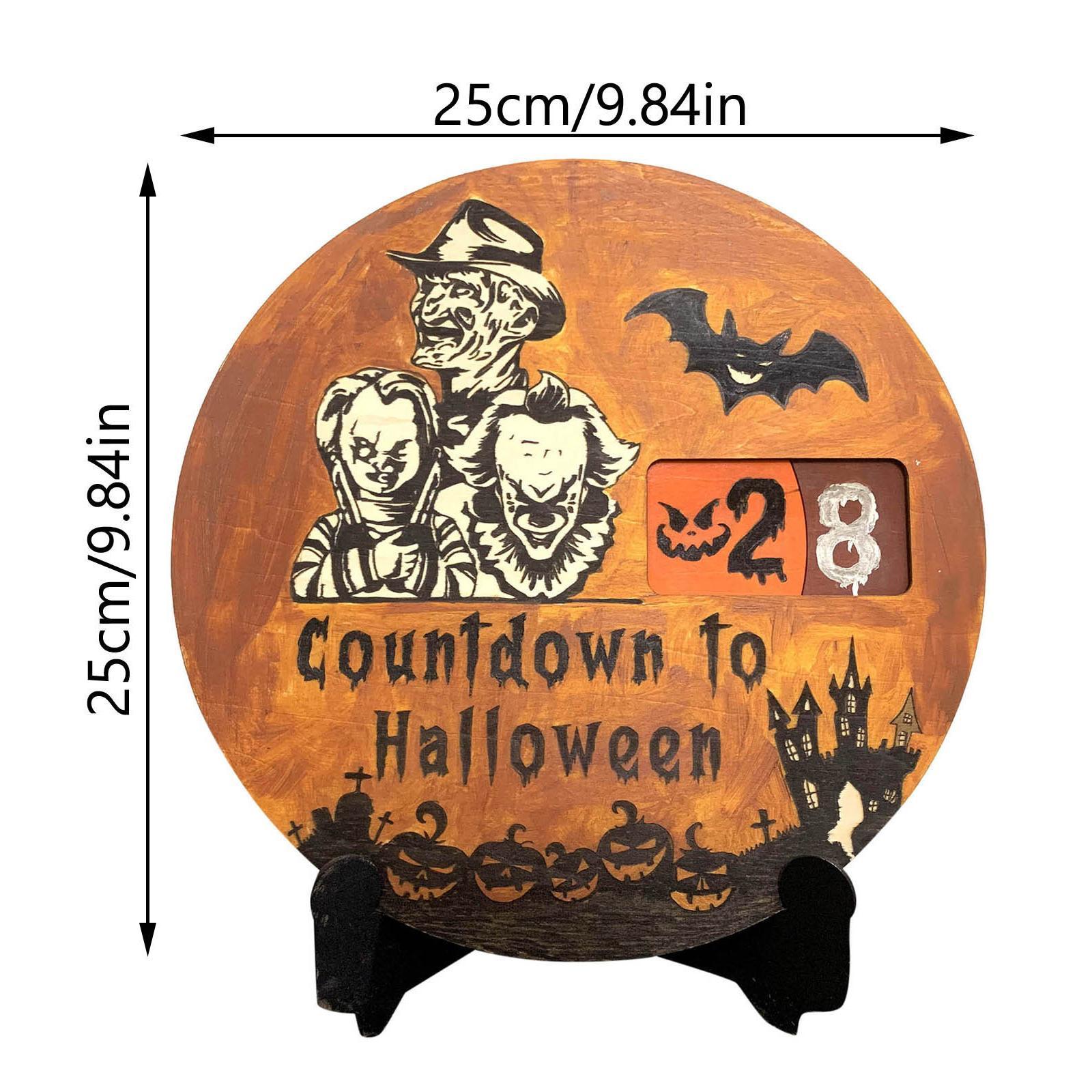 Halloween Advent Calendar Round Movable Turntable, Holiday Pendants ,Festive Gift Decoration Ornament for Holiday Party Home