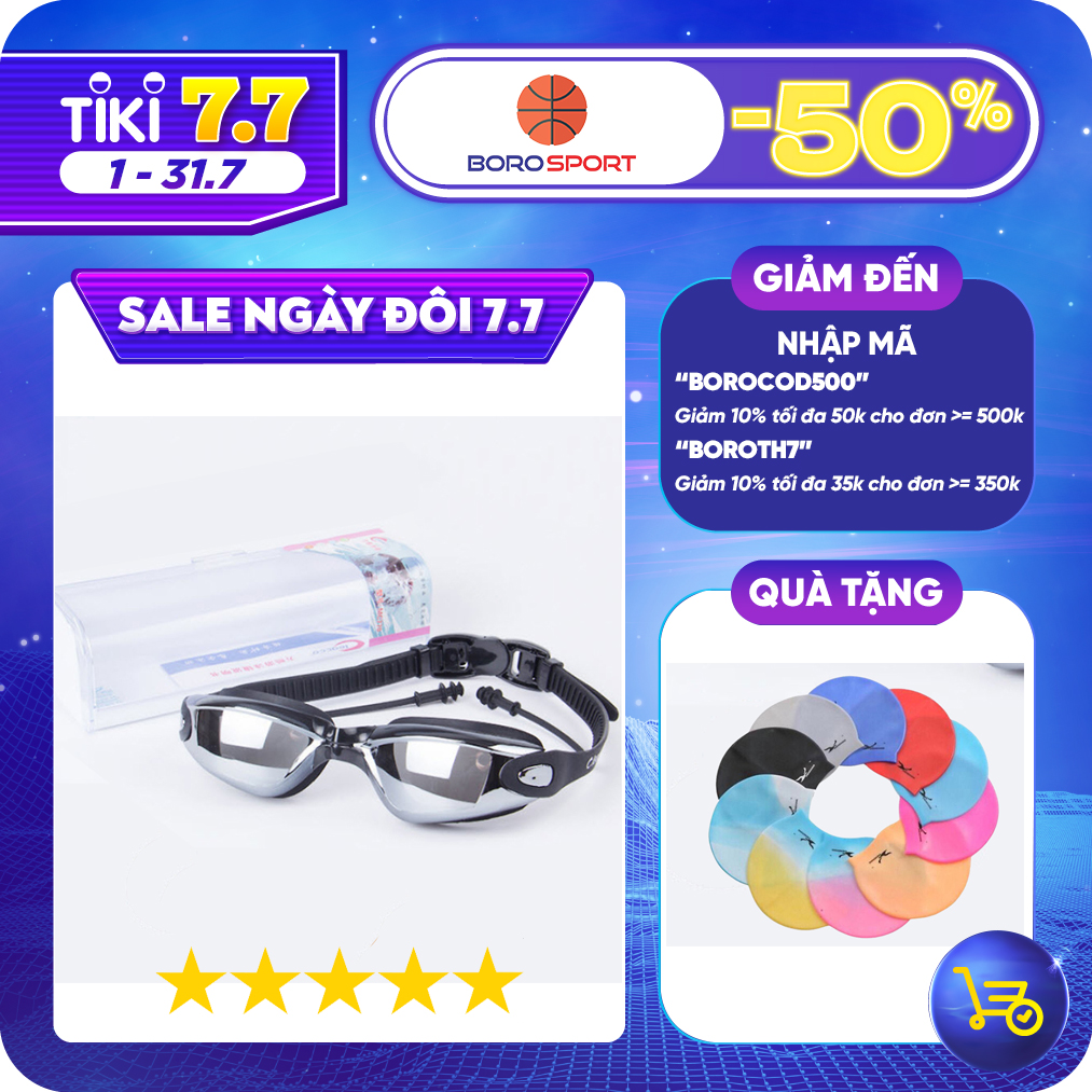 Kính Bơi Tráng Gương  kèm bịt tại cao cấp Cleacco chống sương mù , chống tia UV Hàng chính hãng - Tặng kèm nón bơi Silicon  ( Màu ngẫu nhiên )