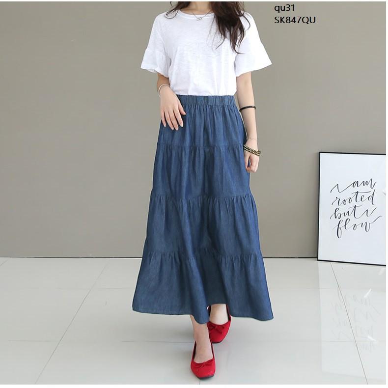 SK759 CHÂN VÁY JEAN TẦNG