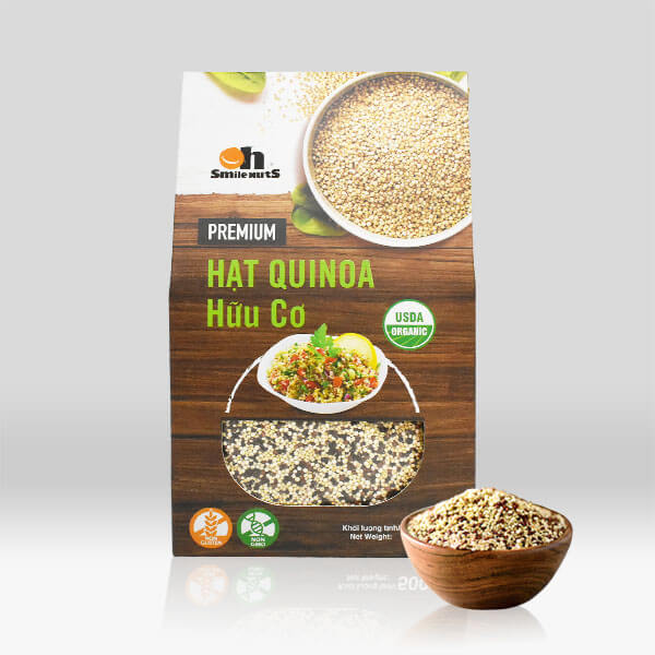 Hộp Mix 3 loại Hạt Quinoa Smile Nuts 500g - Gồm Quinoa Trắng, Quinoa Đen và Quinoa Đỏ - Mixed Quinoa Seed Smile Nuts 500g