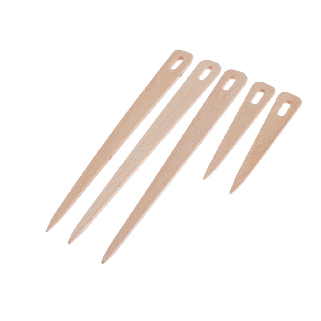 5x Wood Hand Loom Stick Wooden Shuttle Tapestry Weaving Knit Handcrafts Tool