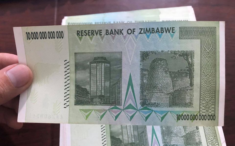 Tờ tiền Zimbabwe cổ lạm phát, mệnh giá 10 ngàn tỷ dollars, sưu tầm