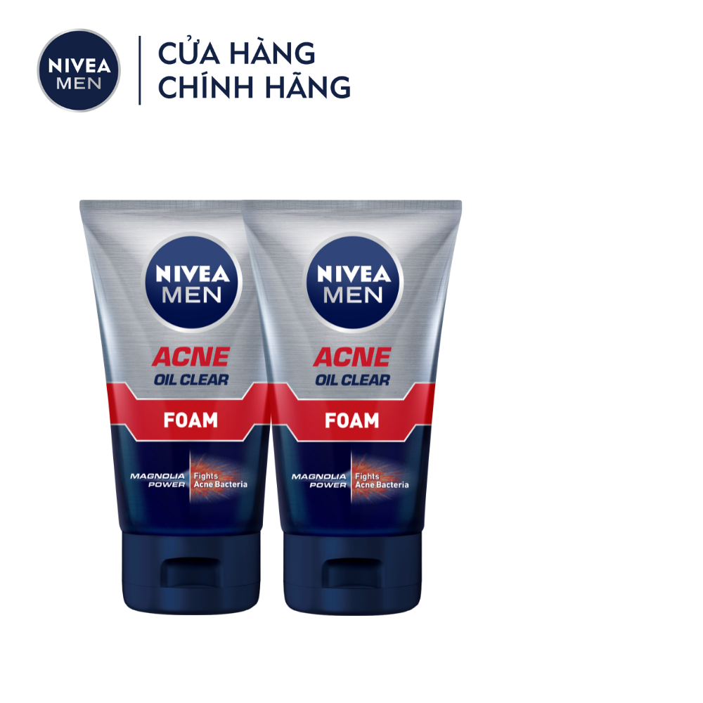 Bộ 2 Sữa Rửa Mặt NIVEA MEN Acne Oil Clear Bọt Mịn Giúp Giảm Mụn | Sạch Nhờn  - 82378