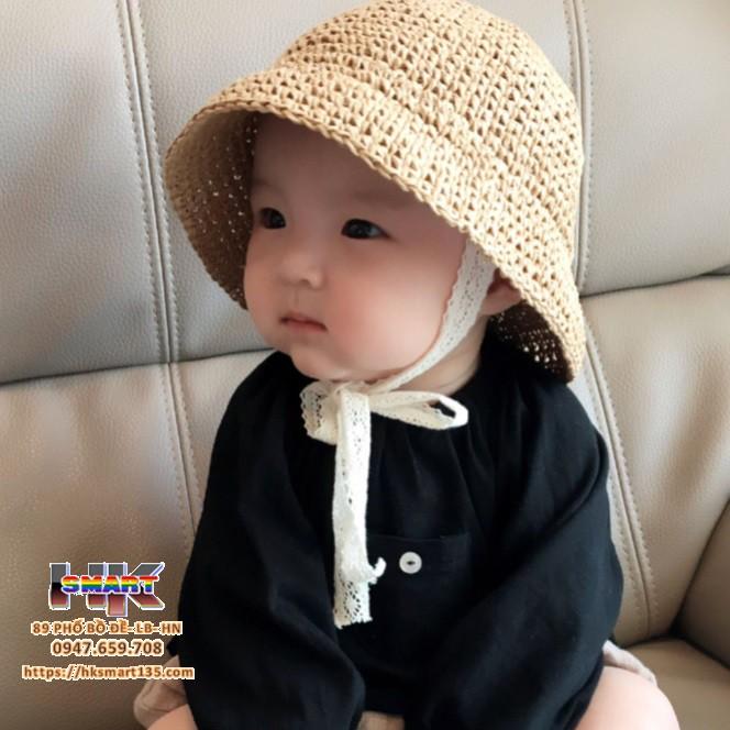 Combo 2 mũ cói kèm dây buộc cho bé mãu mới