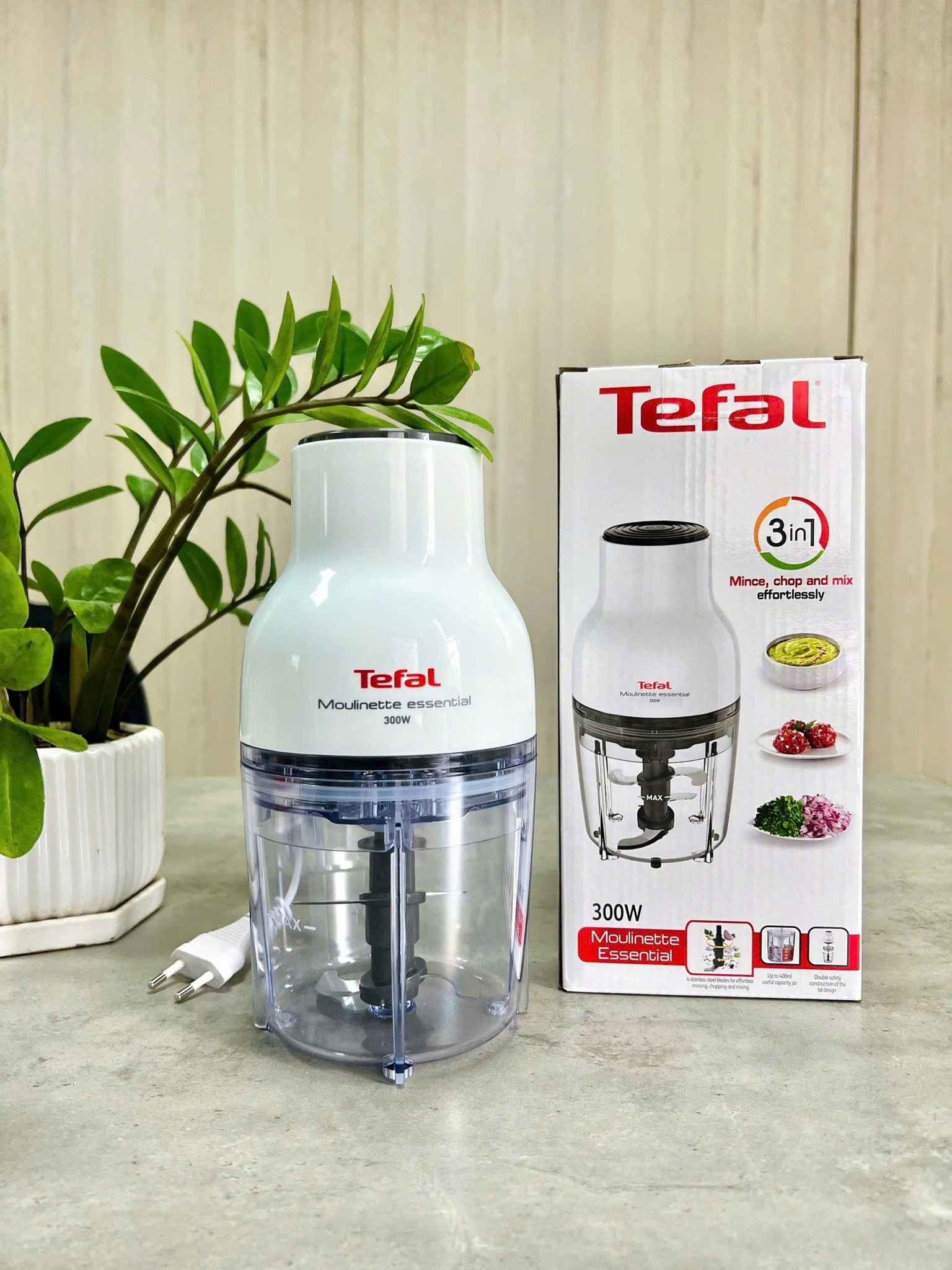 Máy Xay Thực Phẩm Tefal MB520138 0.4L, công suất 300W - Bảo hành chính hãng 2 năm, hàng nhập khẩu