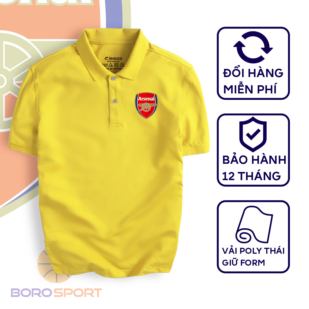 Áo Polo Boro Sport Chất Liệu Vải Poly Thái Giữ Form Thiết Kế Thời Trang Năng Động Arsenal