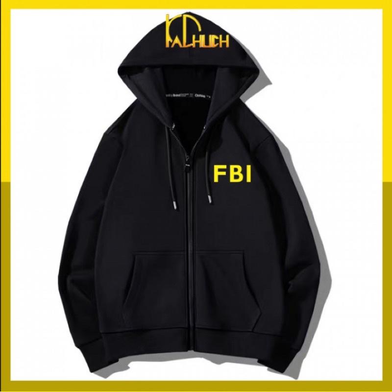 Áo khoác nỉ dây kéo FBI vải nỉ ngoại dày dặn unisex freesize 70kg