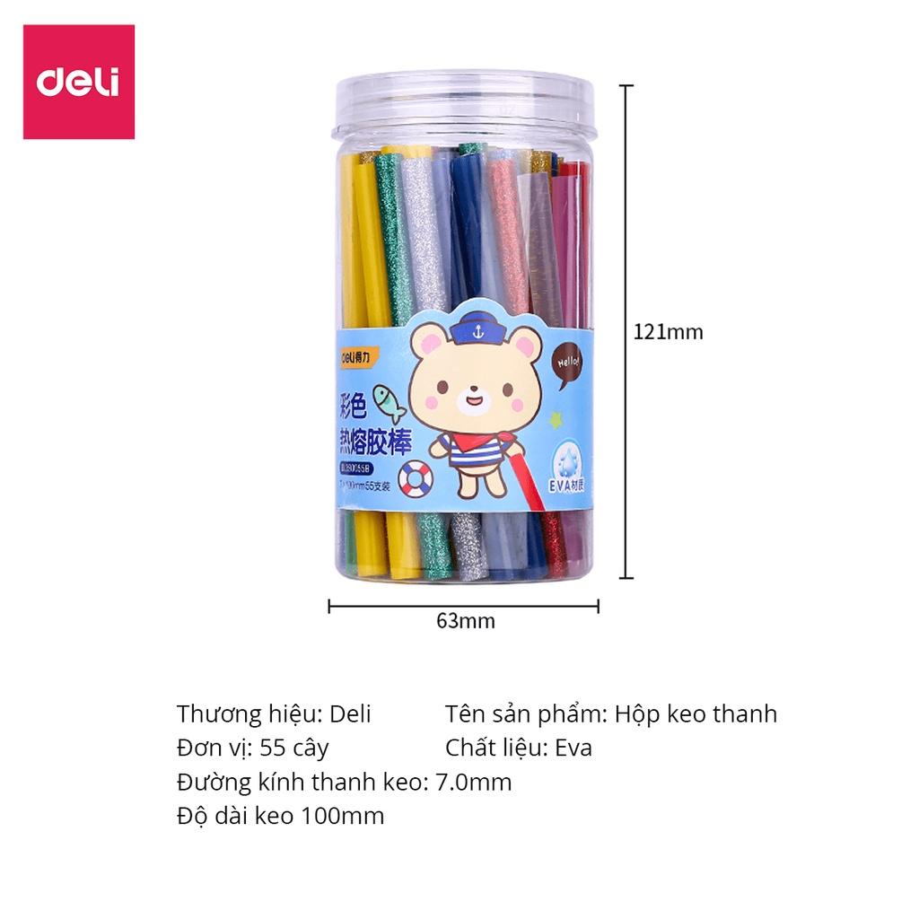 Hộp Set 55 Cây Keo Nến Nhiều Màu Sắc Lấp Lánh DIY Làm Đồ Thủ Cổng Trang Trí Nội Thất Deli - DL390055B