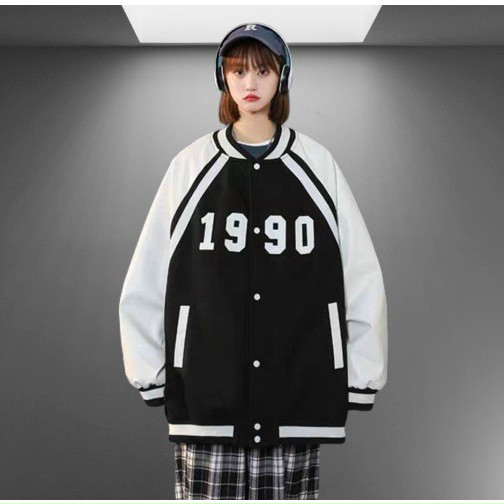 Áo Khoác Dù 1990 Bomber 2 lớp Nút Bấm Kiểu Rộng Unisex Hàn Quốc - Áo Gió Nam Nữ Mặc Chống Nắng - Lạnh