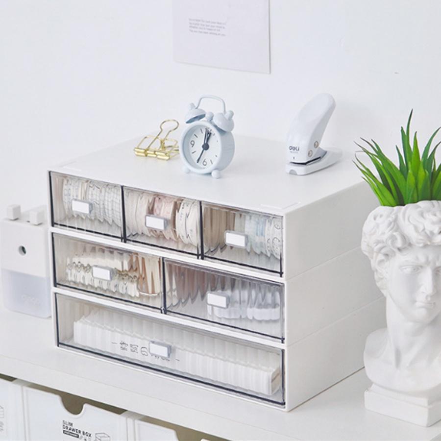 Kệ mỹ phẩm Đa tầng Mini - để bàn trong suốt đa năng có thể xếp chồng lên nhau thành tủ mini, kệ đựng bút có ngăn kéo