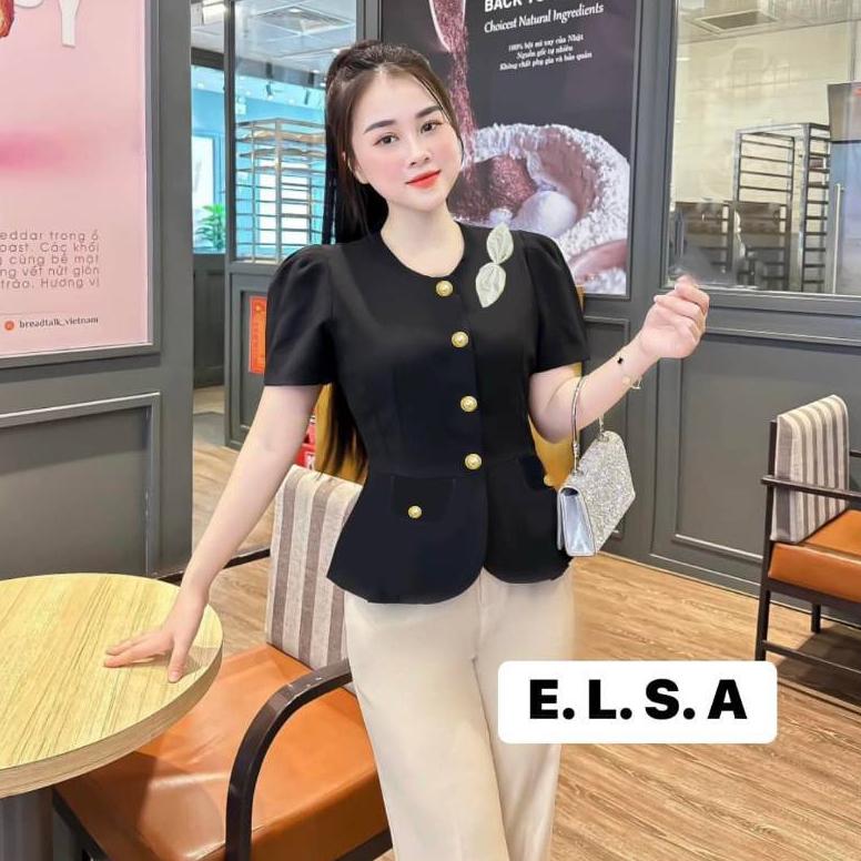 Áo sơ mi kiểu nữ peplum NƠ VAI phối nắp túi và chun lưng giấu bụng hiệu quả