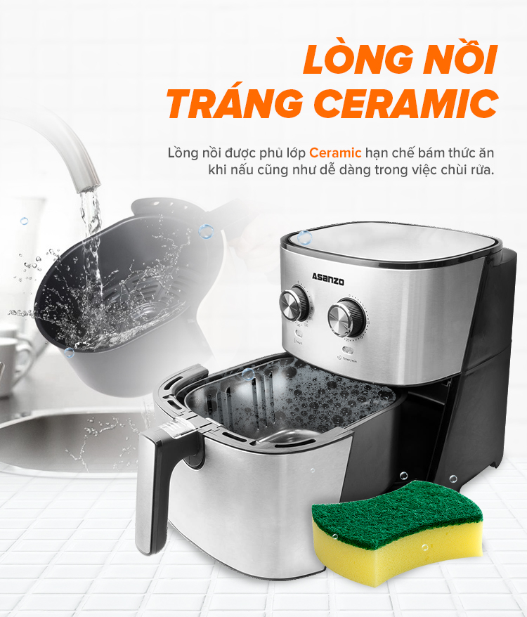 Nồi chiên không dầu Asanzo Papa Cook AAF1758 5.8L - Hàng Chính Hãng