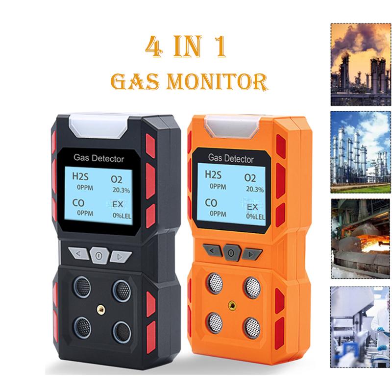 Báo động 4-Gas H2S CO O2 CH4 EX Ngộ độc rò rỉ khí đốt cảm biến phát hiện độc lập CẢNH BÁO CAO cho an toàn công nghiệp