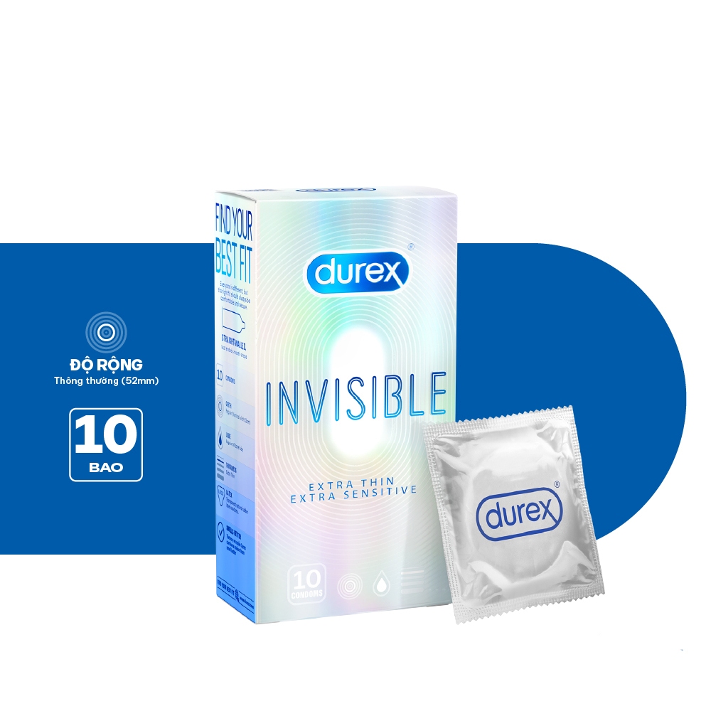 Bao cao su Durex Invisible Extra Thin Extra Sensitive 1 Hộp 10 Bao