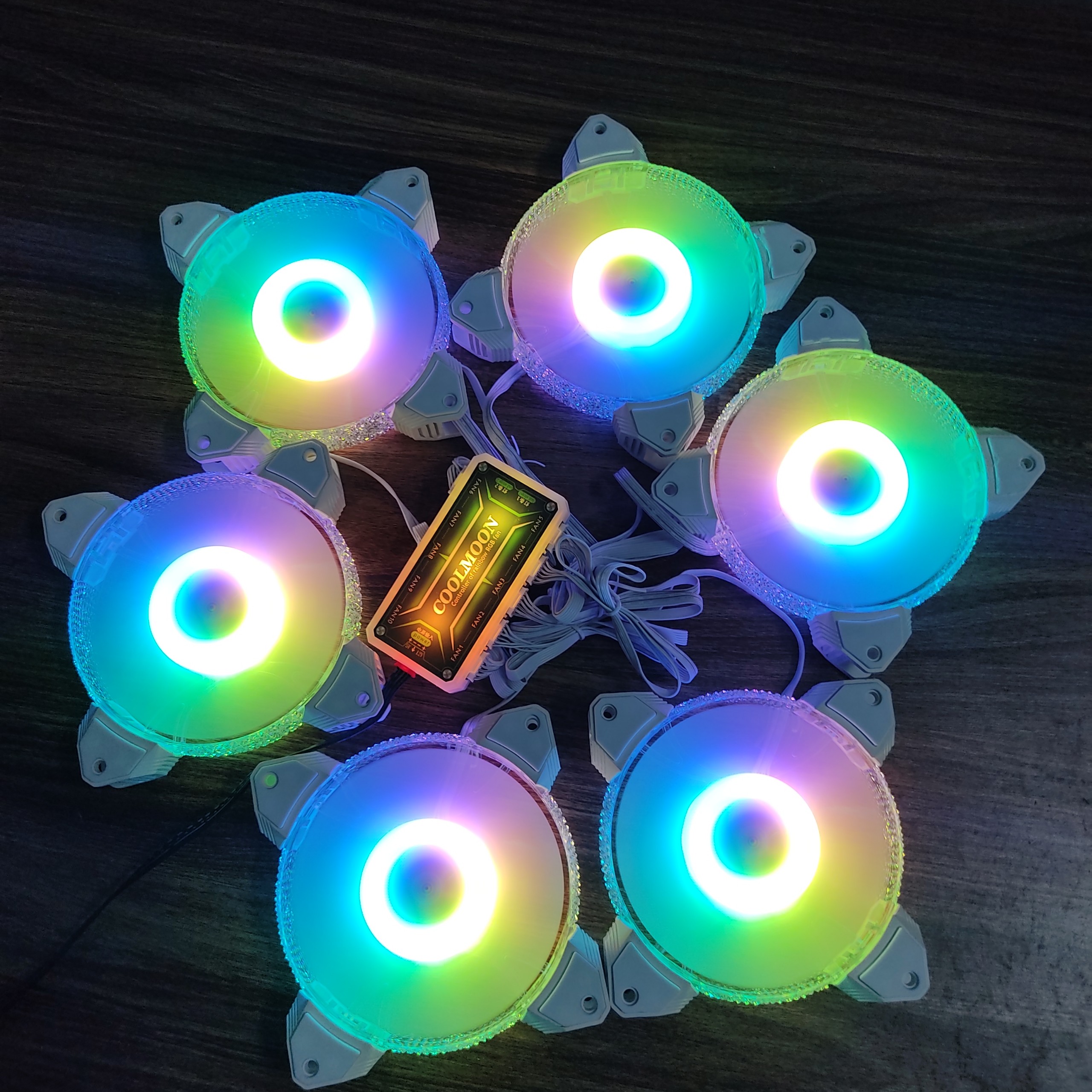 Bộ 6 quạt tản nhiệt máy tính, Fan Led, Fan case RGB đồng bộ màu Hub, Phiên bản Diamond