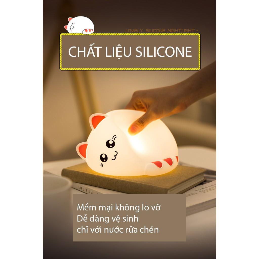 Đèn ngủ cảm ứng đổi màu silicone hình mèo ngủ cực đáng yêu Venado