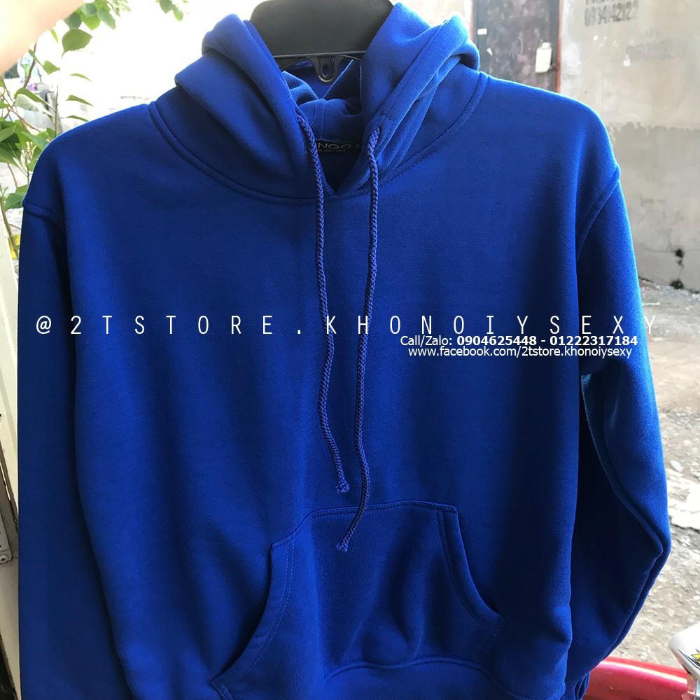 Áo hoodie unisex 2T Store H03 màu xanh dương navy khoác nỉ chui đầu nón 2 lớp dày dặn chất lượng đẹp