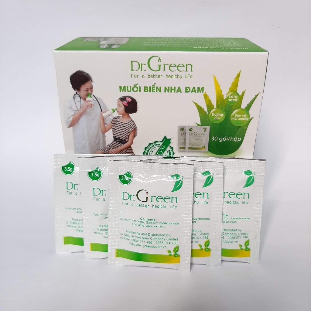 Hộp muối nha đam rửa mũi Dr.Green (30 gói chính hãng)