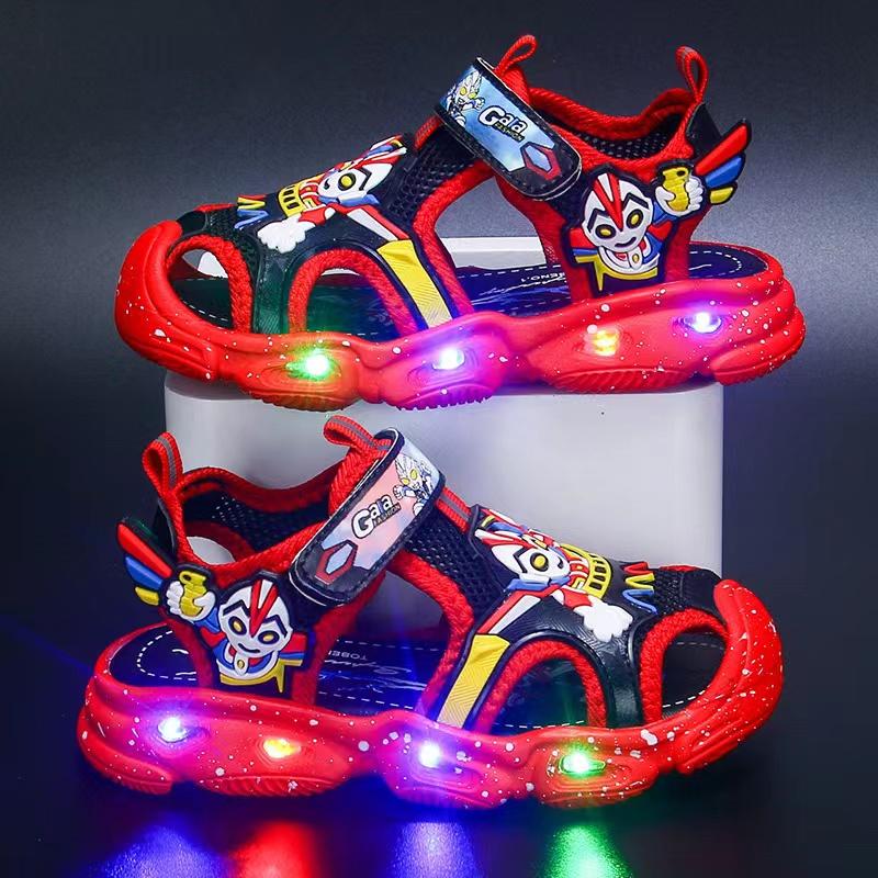 Mùa Hè Bé Trai Bé Gái Đi Biển Giày Giày Đèn LED Dạ Quang Giày Hoạt Hình Trẻ Em Cho Bé Trẻ Em Đế Bằng Color: Naturals Shoe Size: 26 INSOLE 16CM
