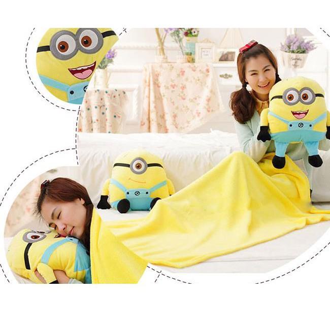 MỀN GỐI THÚ BÔNG 2 TRONG 1 KIỂU DÁNG MINION DỄ THƯƠNG