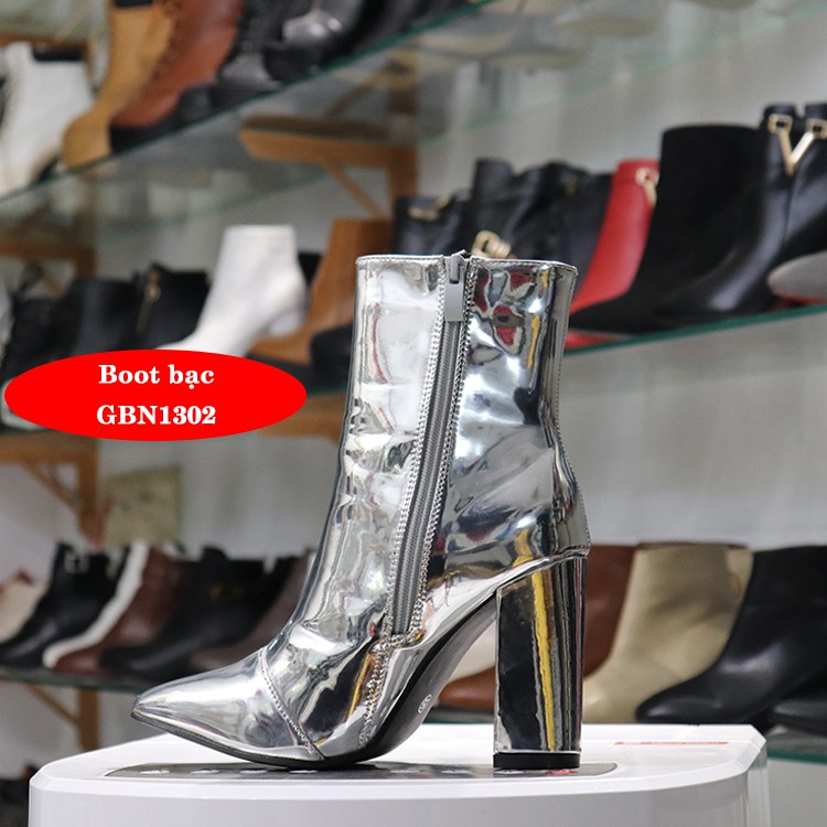 Giày Boot cổ ngắn nữ màu bạc GBN1302