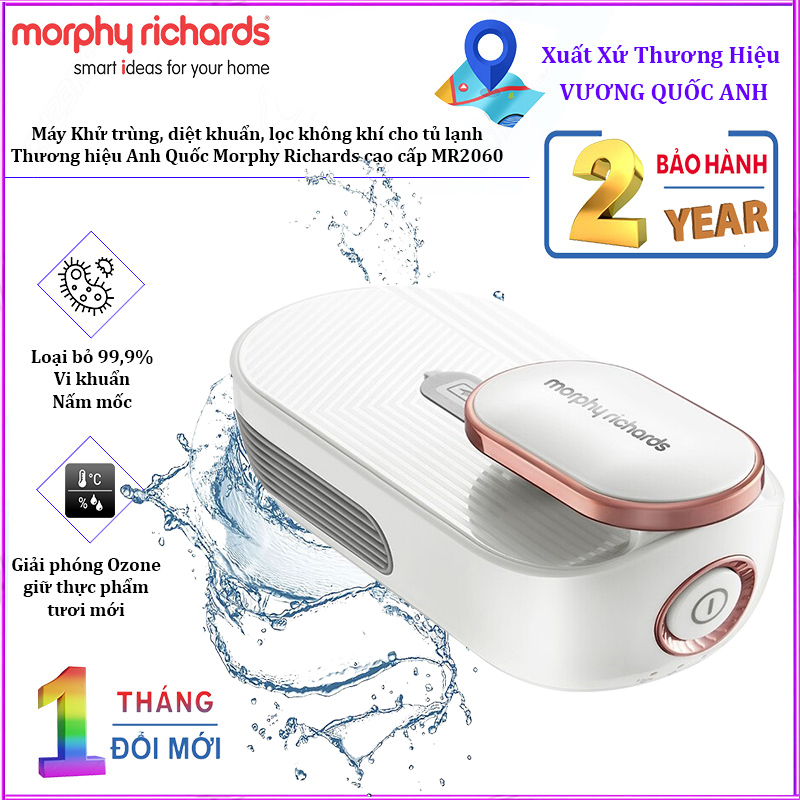 Máy Khử trùng, diệt khuẩn, lọc không khí cho tủ lạnh Morphy Richards MR2060 sử dụng nguồn sạc USB, dùng liên tục 20 ngày, 3 chế độ khử trùng hiệu quả- Hàng chính hãng