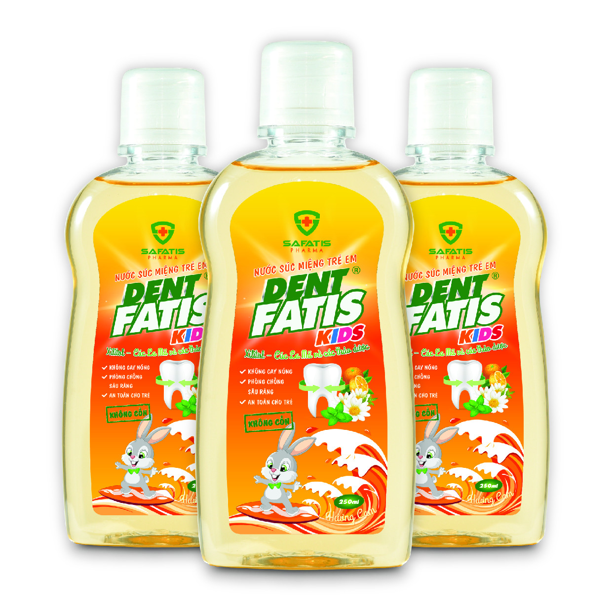 Combo 03 nước súc miệng trẻ em DentFatis - Chai 250 ml