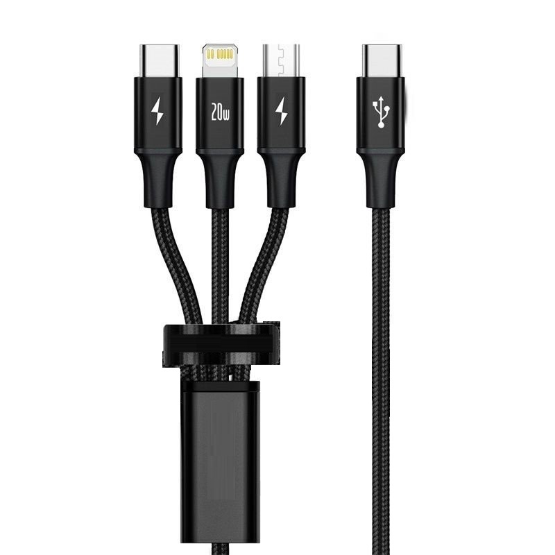 Cáp sạc nhanh PD20W Baseus Rapid kết nối Type-C to iPhone/Type-C/Micro dây dù siêu bền dài 150CM cho Smartphone - Hàng chính hãng