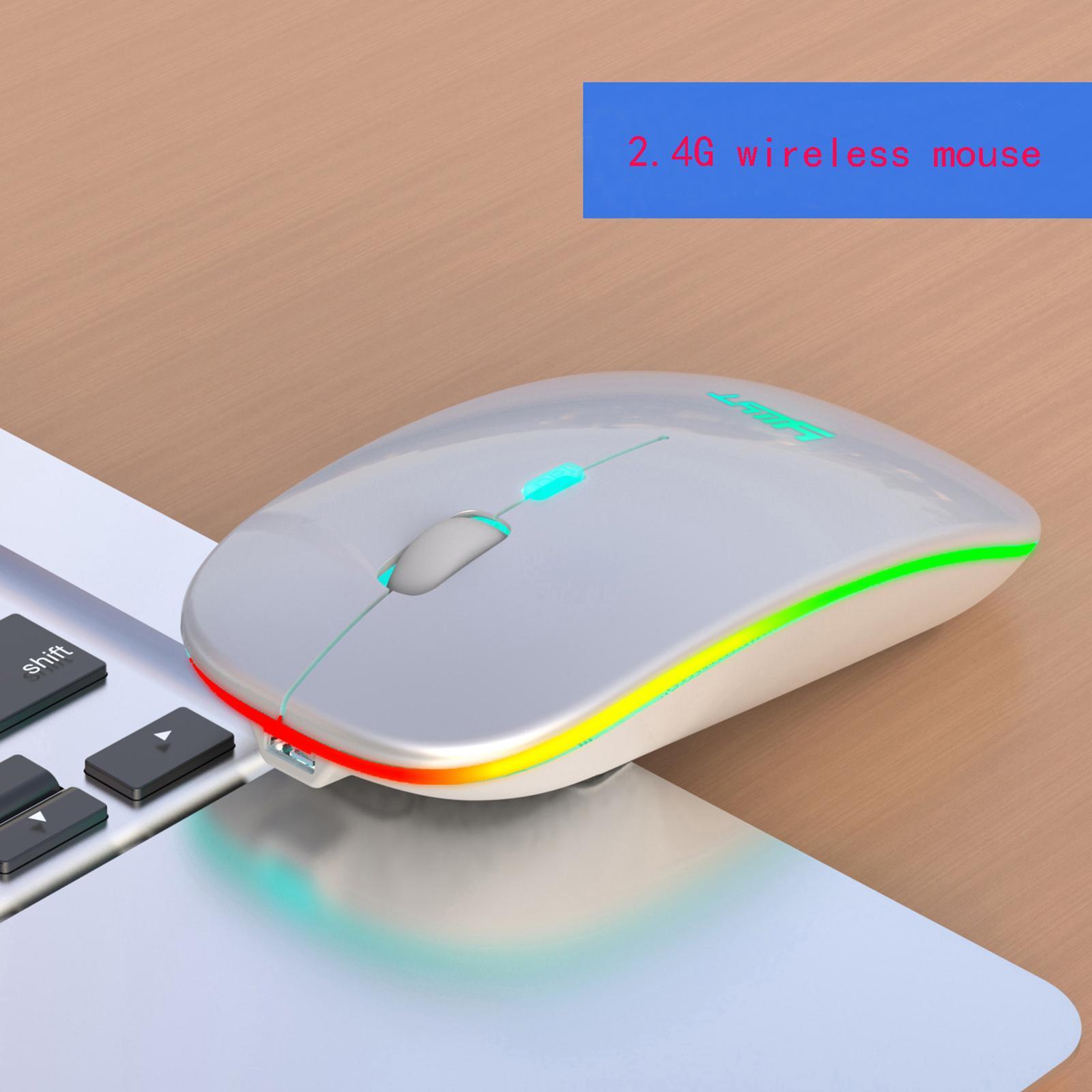 RGB LED 2.4G Wireless Mouse Mice Rechargeable Computer 4 Buttons Mouse