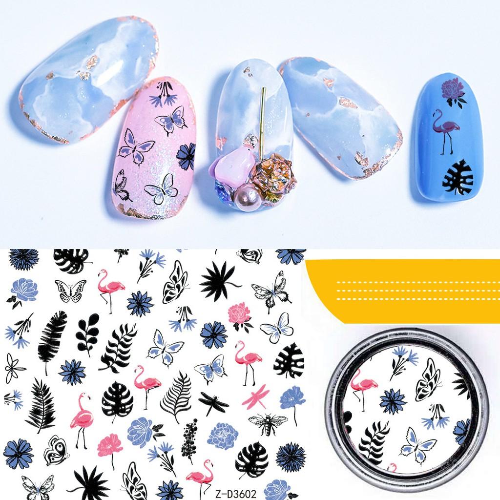 Sticker nails hoa hồng hạc  - hình dán móng 3D 3602