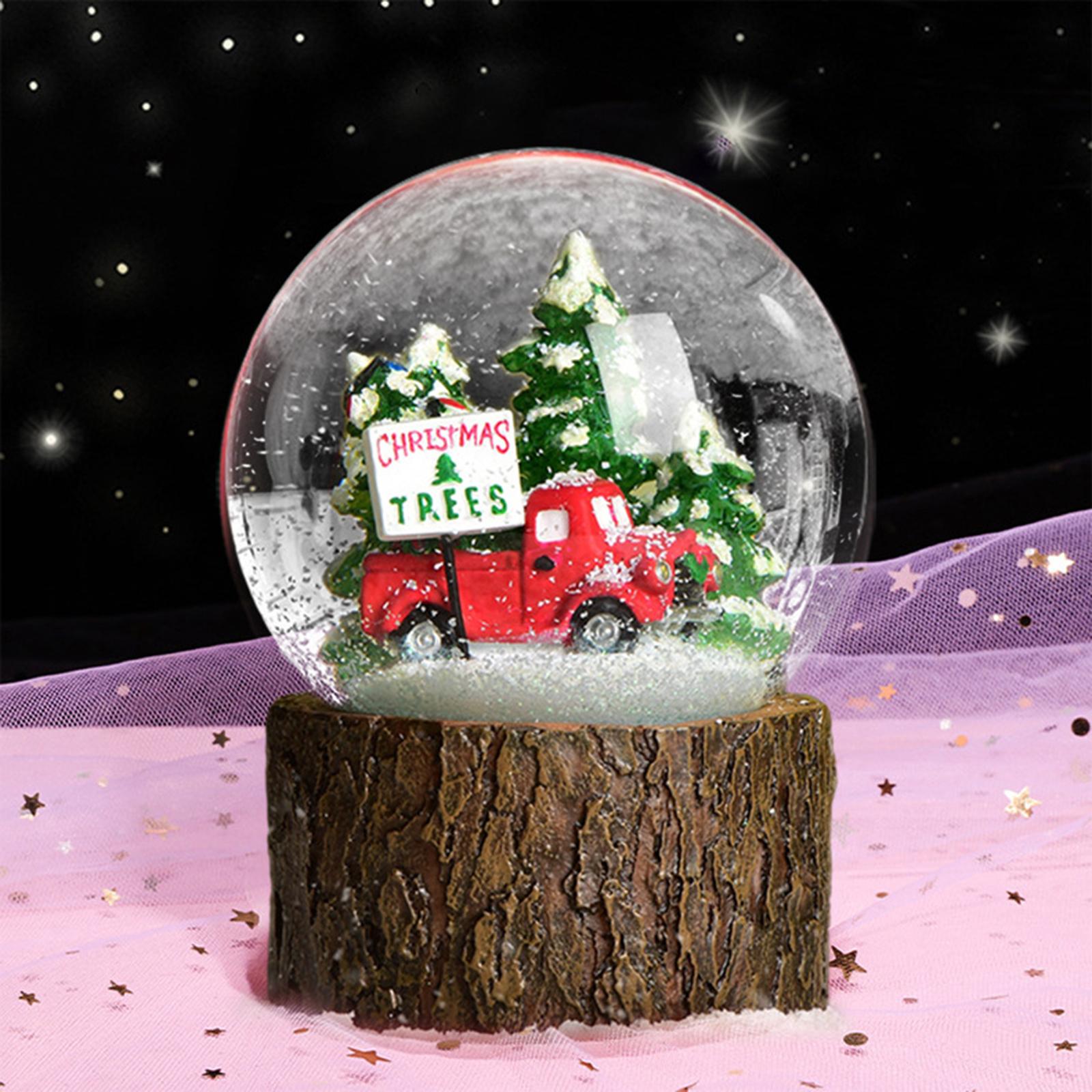 Christmas Gift Crystal Ball Music Box Automatic Snow Lighting Music Box Birthday Gift Resin Crafts Ornament
