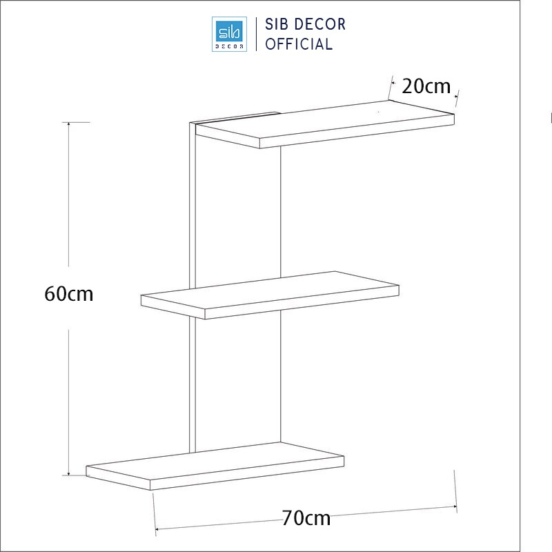 Kệ Gỗ Trang Trí Treo Tường 3 Tầng Cách Điệu SIB Decor