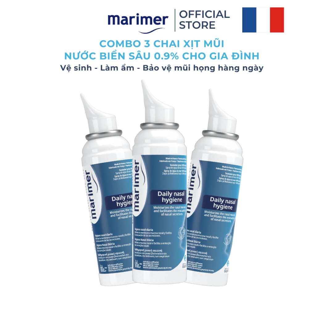 Combo 3 Chai Xịt Mũi Nước Biển Sâu Marimer - Vệ Sinh Hàng Ngày Dành Cho Gia Đình