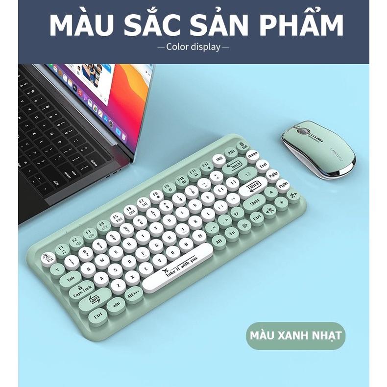 Bộ bàn phím mini 85 phím nút tròn và chuột không dây LT700 dùng cho văn phòng