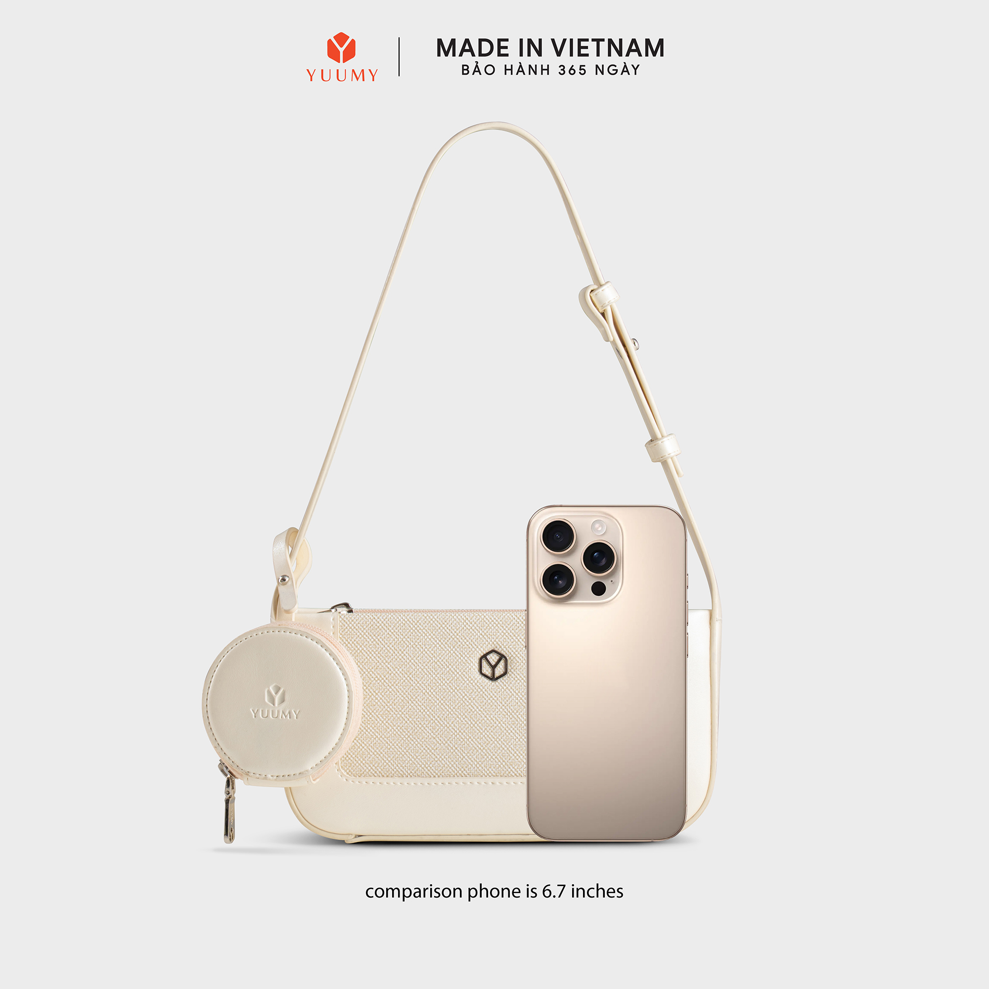 Túi Yuumy ( Thời trang nữ size 22 phối ví mini - Túi đeo chéo da Glossy YN346 )