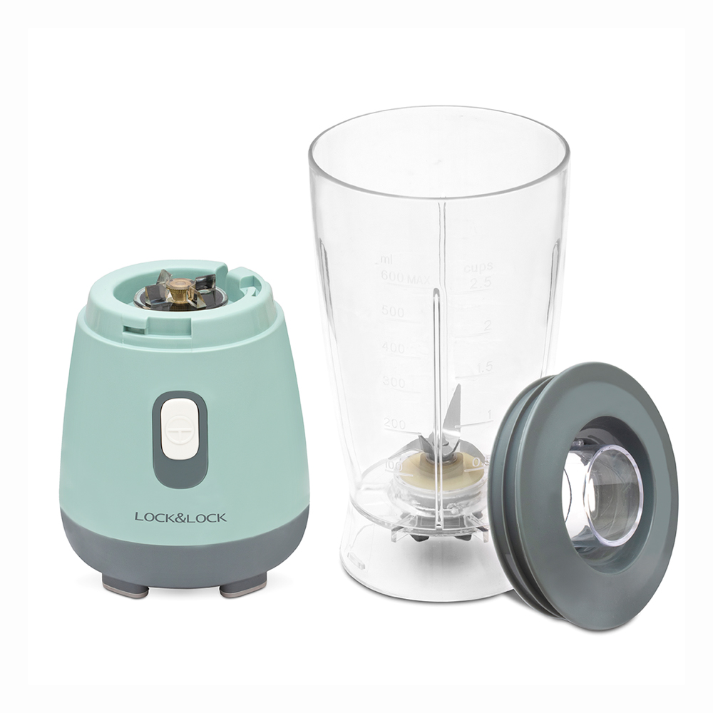 Máy Xay Sinh Tố Lock&amp;Lock Personal Blender 600ml EJM436 (250W) Lưỡi Dao 4 Lá Bằng Thép Không Gỉ, Đế Chống Trượt - Hàng Chính Hãng Tặng Combo Ống Hút + Cọ Rửa