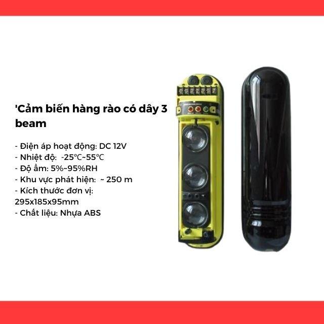 Cảm biến hàng rào điện tử có dây 3 beam-ABE-250, kết nối về tủ khi có đột nhập tủ trung tâm hệ thống báo động