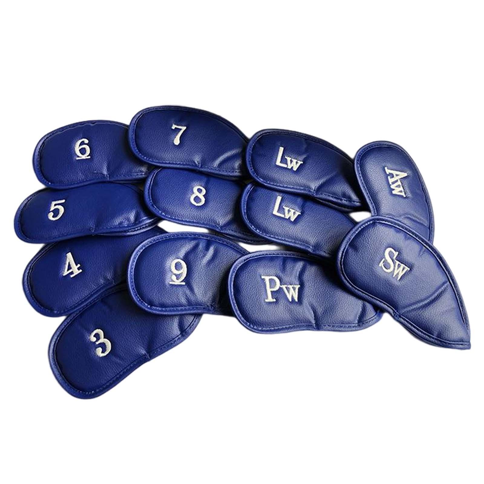 12Pcs Golf Club Head Covers PU Leather for All Brands Wedges Golf Iron Head Covers