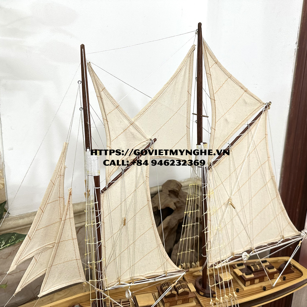 Mô hình du thuyền gỗ trang trí du thuyền Bluenose - Quà tặng thủ công mỹ nghệ trang trí-Thân tàu dài 60cm -Gỗ tự nhiên