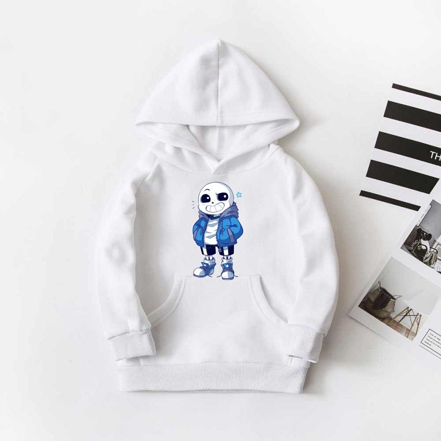 Áo Sans dáng hoodie nỉ bông màu trắng cực đẹp cho bé trai bé gái