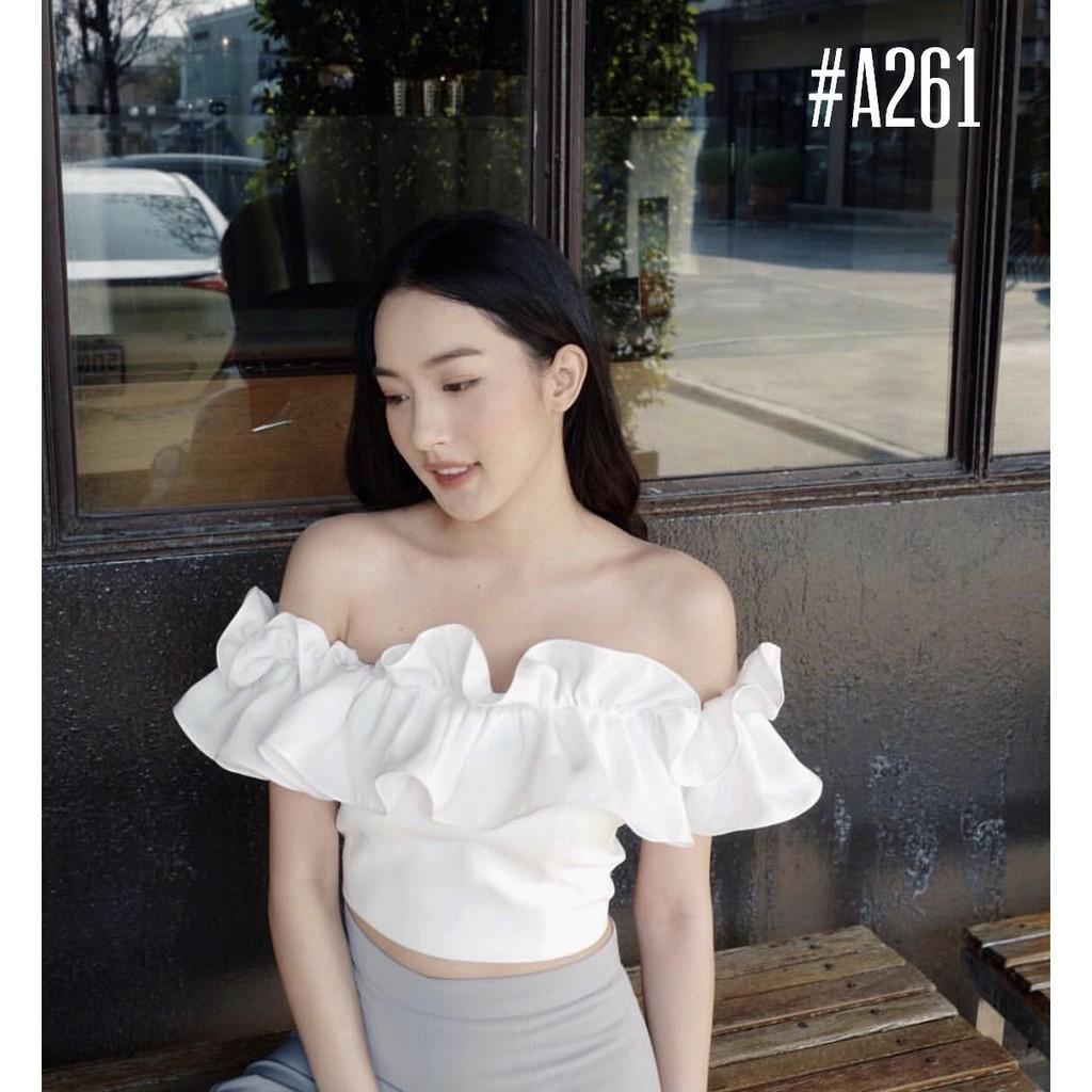 Áo trễ vai voan lụa chun lưng sau tiểu thư siêu xinh