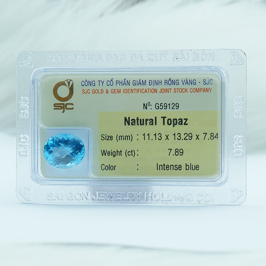 Viên đá Topaz kiểm định tự nhiên mài giác oval - 59129