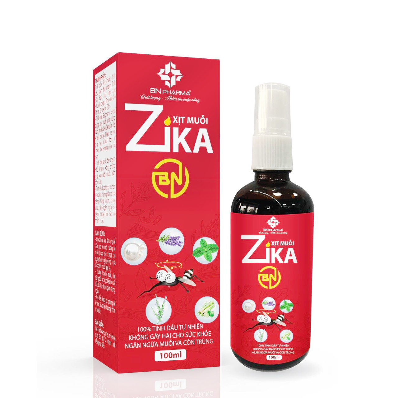 xịt chống muỗi, côn trùng ZIKA- 100% tinh dầu tự nhiên, dùng được cho da nhạy cảm (chai 100ml)