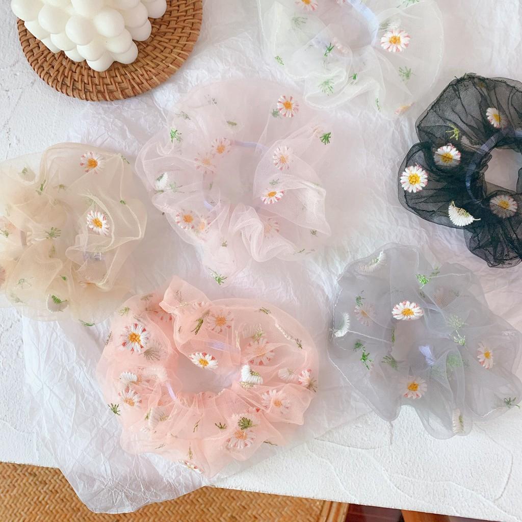 Dây Buộc Tóc Vải Họa Tiết HOA CÚC Hot Trend